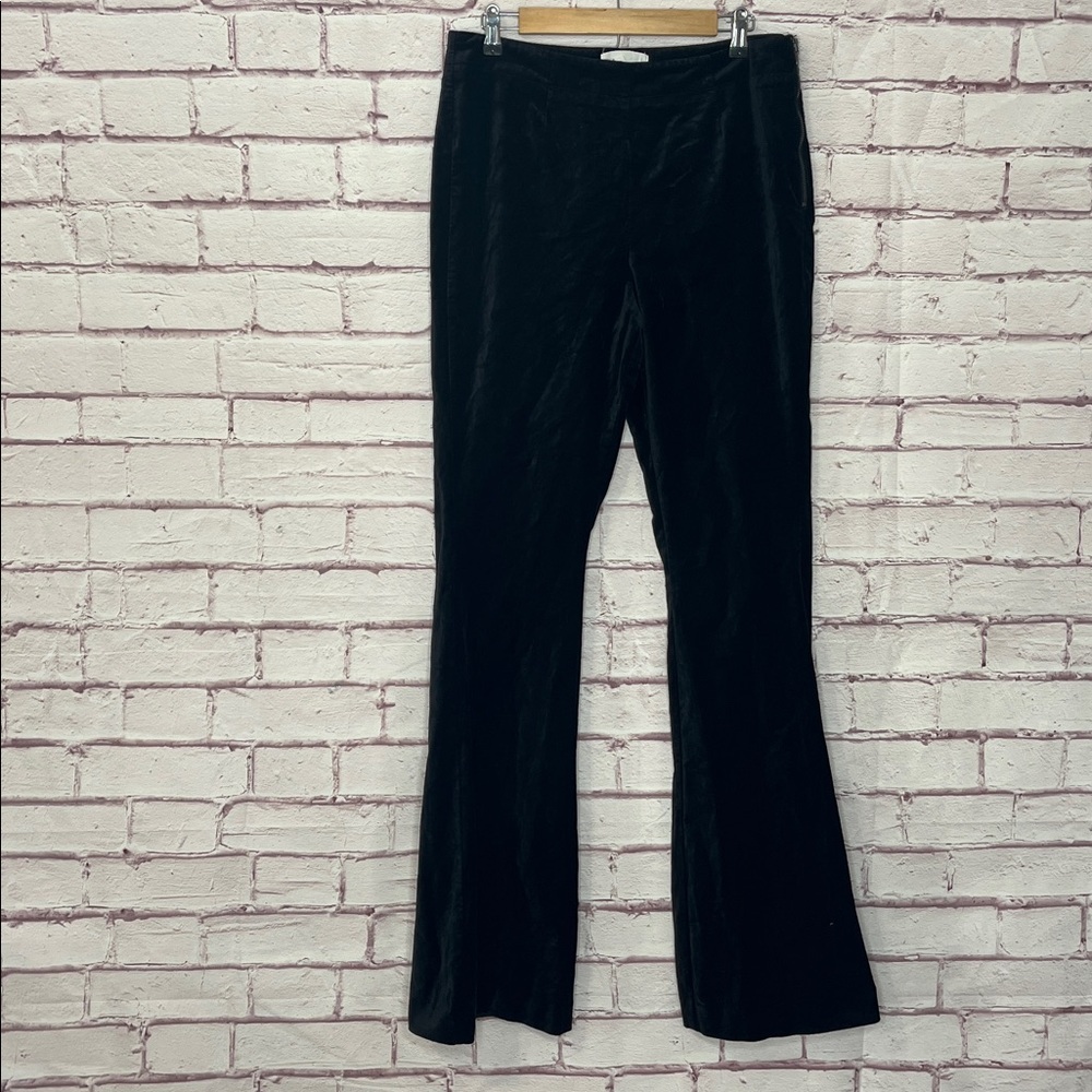 Anthropologie Black Velvet Flare High Waist Trousers Like New Size 10 Tall - Picture 3 of 11